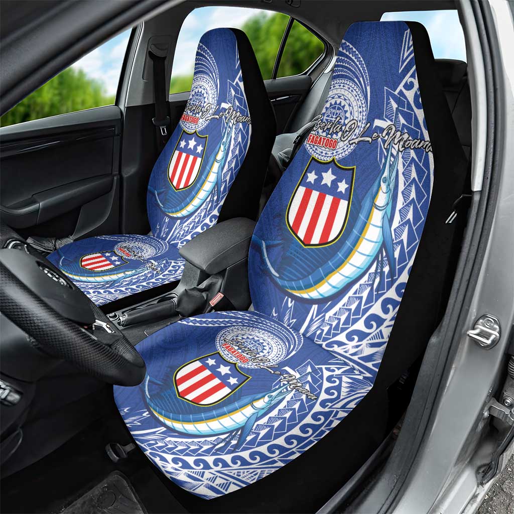 American Samoa Flag Day Car Seat Cover Fautasi Race Fagatogo-Iseula O Le Moana Sailfish Tribal Style LT03 - Polynesian Pride
