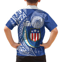 Personalised American Samoa Flag Day Family Matching Short Sleeve Bodycon Dress and Hawaiian Shirt Fautasi Race Fagatogo-Iseula O Le Moana Sailfish Tribal Style LT03 - Polynesian Pride