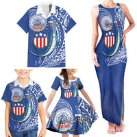 Personalised American Samoa Flag Day Family Matching Tank Maxi Dress and Hawaiian Shirt Fautasi Race Fagatogo-Iseula O Le Moana Sailfish Tribal Style LT03 - Polynesian Pride