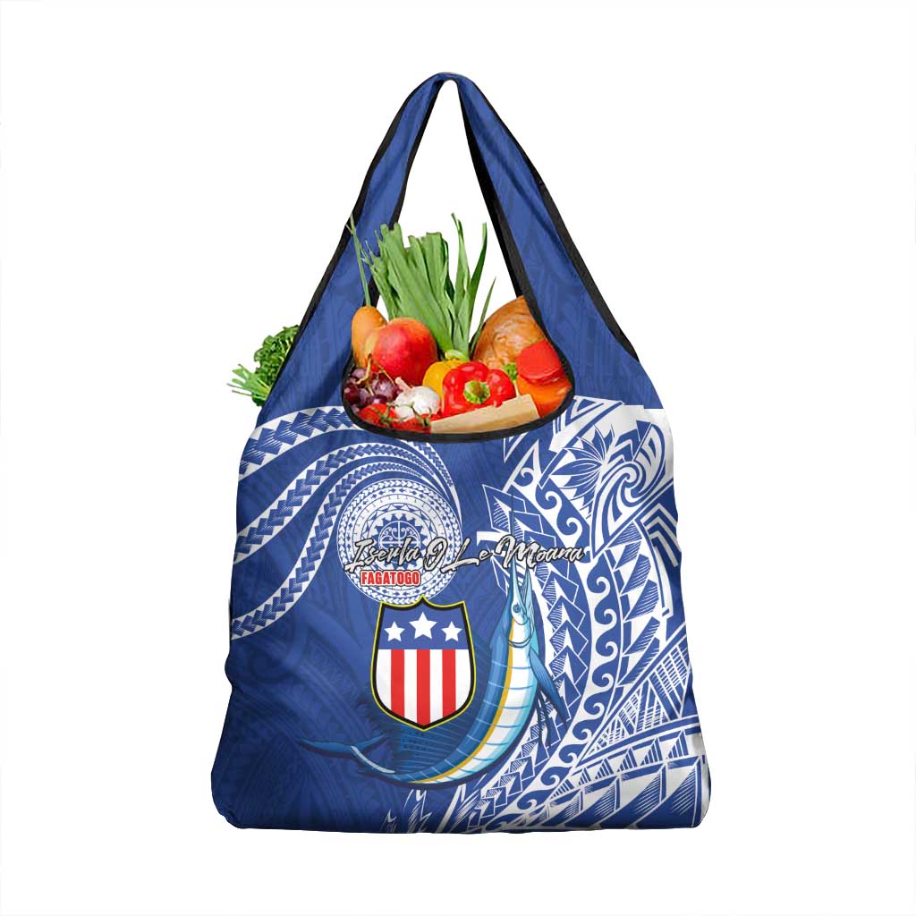 American Samoa Flag Day Grocery Bag Fautasi Race Fagatogo-Iseula O Le Moana Sailfish Tribal Style