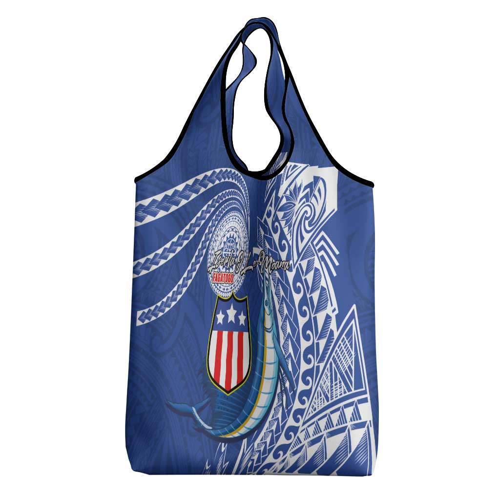 American Samoa Flag Day Grocery Bag Fautasi Race Fagatogo-Iseula O Le Moana Sailfish Tribal Style LT03 - Polynesian Pride