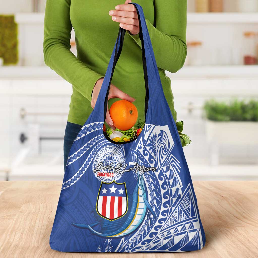 American Samoa Flag Day Grocery Bag Fautasi Race Fagatogo-Iseula O Le Moana Sailfish Tribal Style LT03 - Polynesian Pride