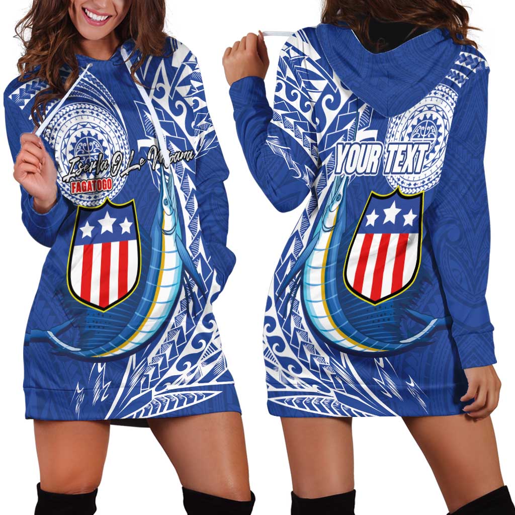Personalised American Samoa Flag Day Hoodie Dress Fautasi Race Fagatogo-Iseula O Le Moana Sailfish Tribal Style LT03 - Polynesian Pride