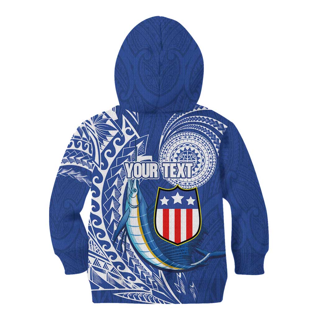Personalised American Samoa Flag Day Kid Hoodie Fautasi Race Fagatogo-Iseula O Le Moana Sailfish Tribal Style LT03 - Polynesian Pride