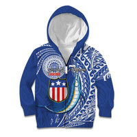 Personalised American Samoa Flag Day Kid Hoodie Fautasi Race Fagatogo-Iseula O Le Moana Sailfish Tribal Style LT03 Zip Hoodie Multicolor - Polynesian Pride