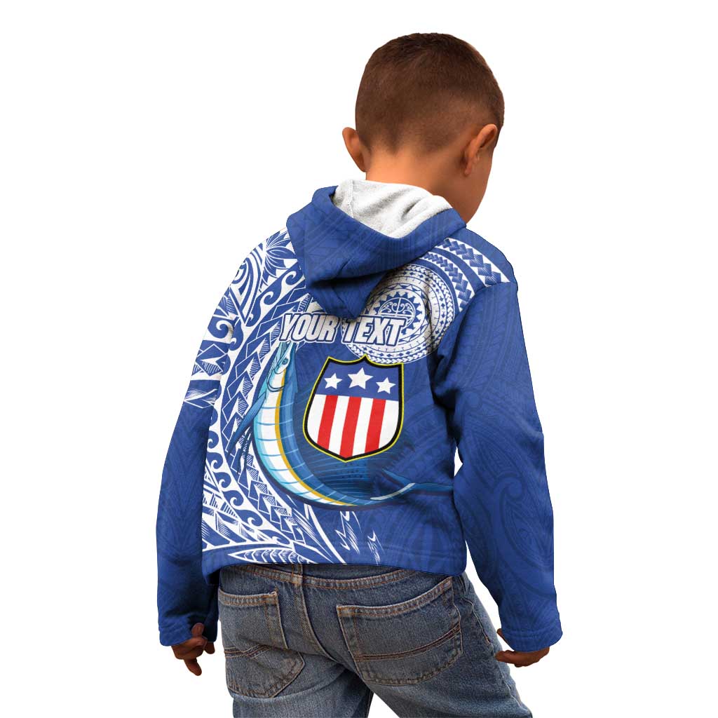 Personalised American Samoa Flag Day Kid Hoodie Fautasi Race Fagatogo-Iseula O Le Moana Sailfish Tribal Style LT03 - Polynesian Pride