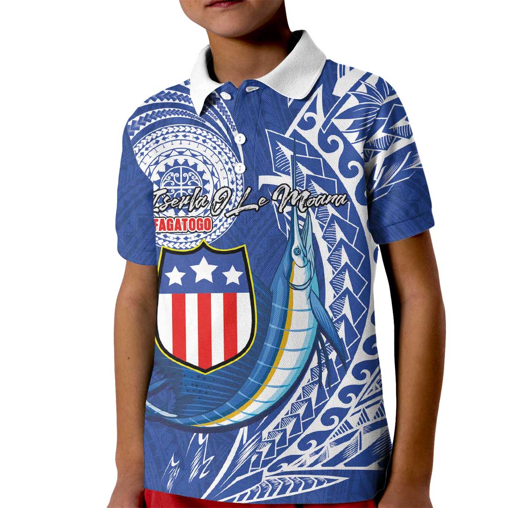 Personalised American Samoa Flag Day Kid Polo Shirt Fautasi Race Fagatogo-Iseula O Le Moana Sailfish Tribal Style LT03 Kid Multicolor - Polynesian Pride
