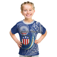 Personalised American Samoa Flag Day Kid T Shirt Fautasi Race Fagatogo-Iseula O Le Moana Sailfish Tribal Style LT03 Multicolor - Polynesian Pride