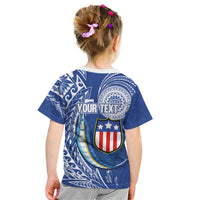 Personalised American Samoa Flag Day Kid T Shirt Fautasi Race Fagatogo-Iseula O Le Moana Sailfish Tribal Style LT03 - Polynesian Pride
