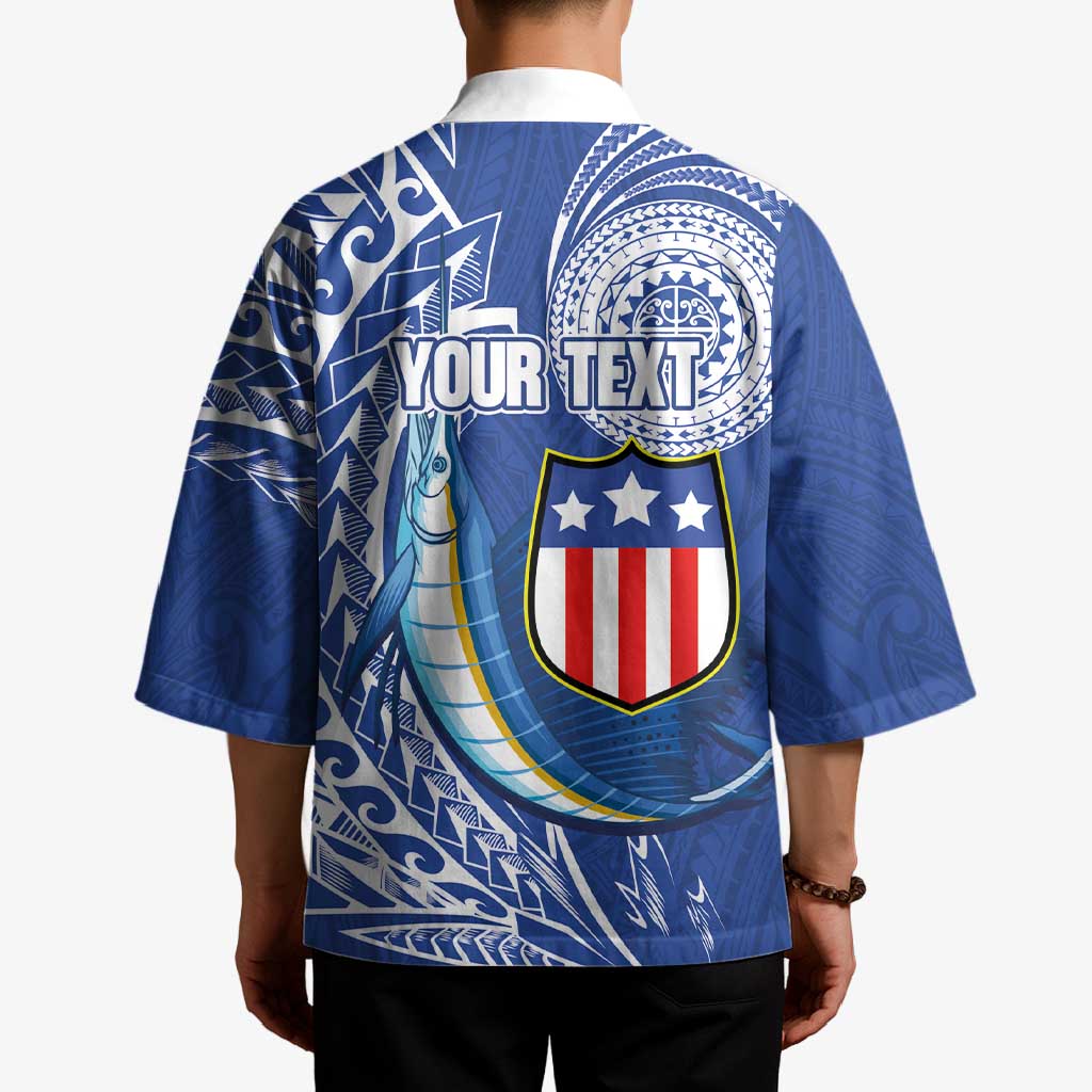 Personalised American Samoa Flag Day Kimono Fautasi Race Fagatogo-Iseula O Le Moana Sailfish Tribal Style LT03 - Polynesian Pride