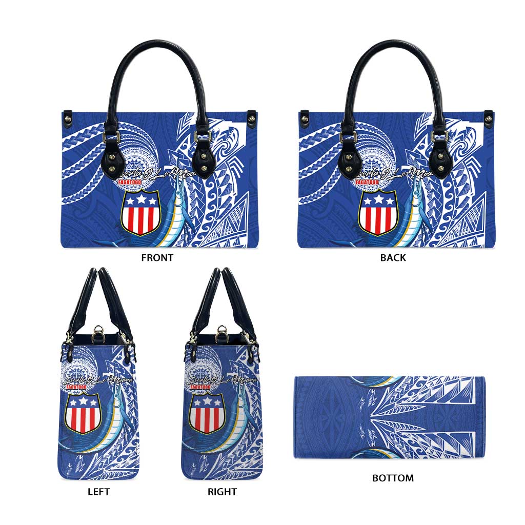 American Samoa Flag Day Leather Bag Fautasi Race Fagatogo-Iseula O Le Moana Sailfish Tribal Style LT03 - Polynesian Pride