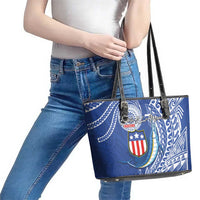 American Samoa Flag Day Leather Tote Bag Fautasi Race Fagatogo-Iseula O Le Moana Sailfish Tribal Style LT03 - Polynesian Pride