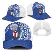 American Samoa Flag Day Mesh Trucker Cap Fautasi Race Fagatogo-Iseula O Le Moana Sailfish Tribal Style LT03 - Polynesian Pride