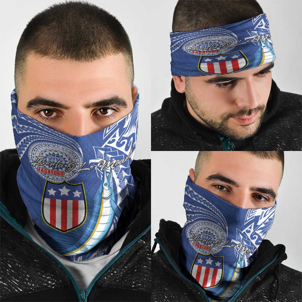 American Samoa Flag Day Neck Gaiter Fautasi Race Fagatogo-Iseula O Le Moana Sailfish Tribal Style LT03 - Polynesian Pride