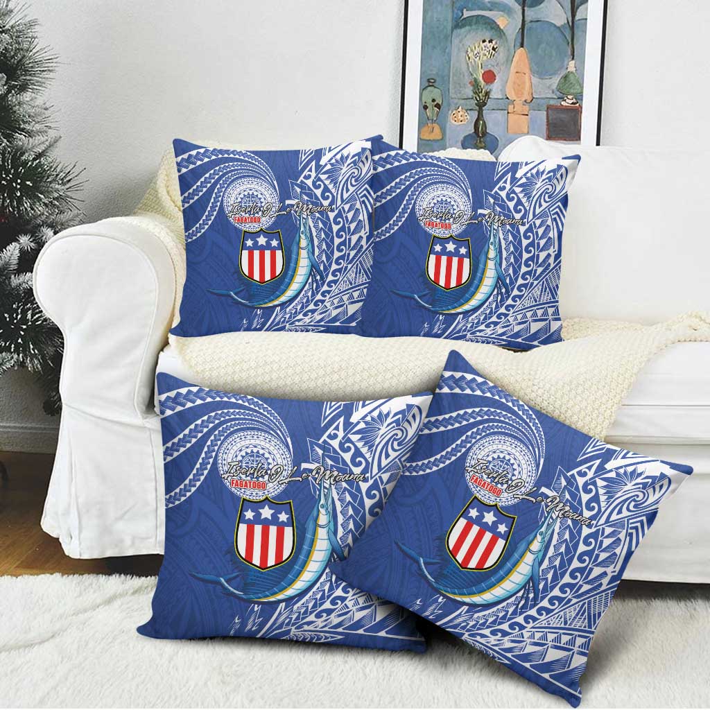 American Samoa Flag Day Pillow Cover Fautasi Race Fagatogo-Iseula O Le Moana Sailfish Tribal Style LT03 - Polynesian Pride