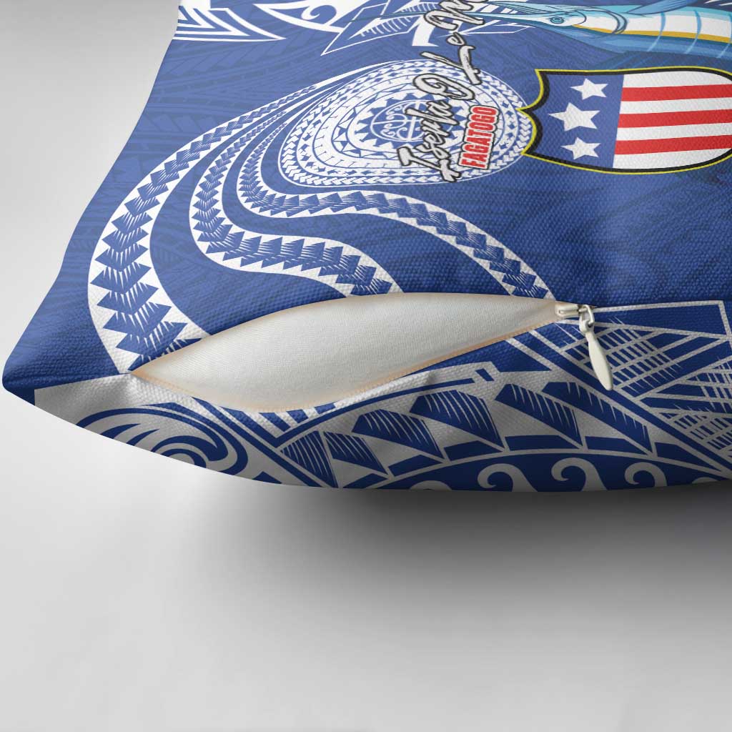 American Samoa Flag Day Pillow Cover Fautasi Race Fagatogo-Iseula O Le Moana Sailfish Tribal Style LT03 - Polynesian Pride