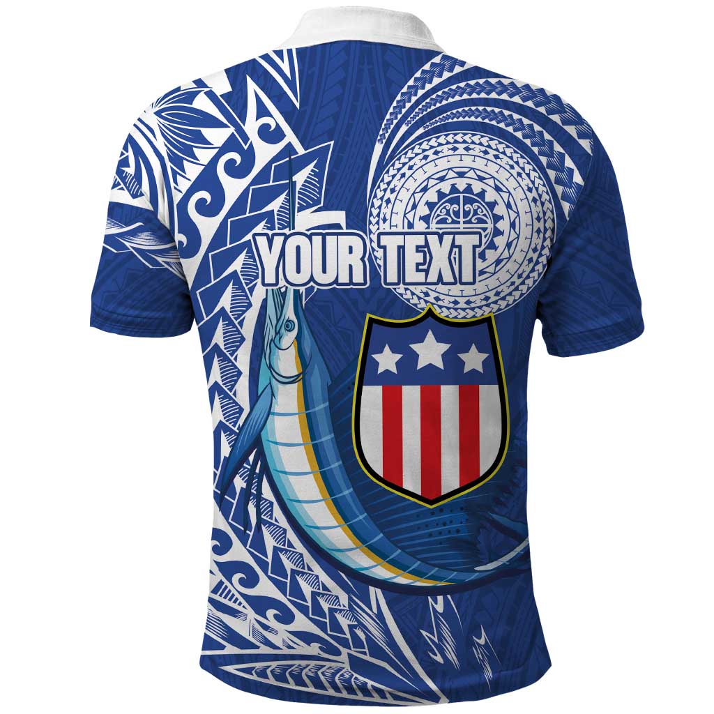 Personalised American Samoa Flag Day Polo Shirt Fautasi Race Fagatogo-Iseula O Le Moana Sailfish Tribal Style LT03 - Polynesian Pride