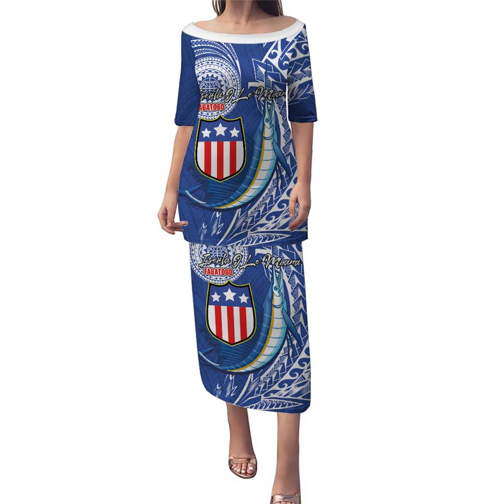 Personalised American Samoa Flag Day Puletasi Fautasi Race Fagatogo-Iseula O Le Moana Sailfish Tribal Style LT03 Long Dress Multicolor - Polynesian Pride