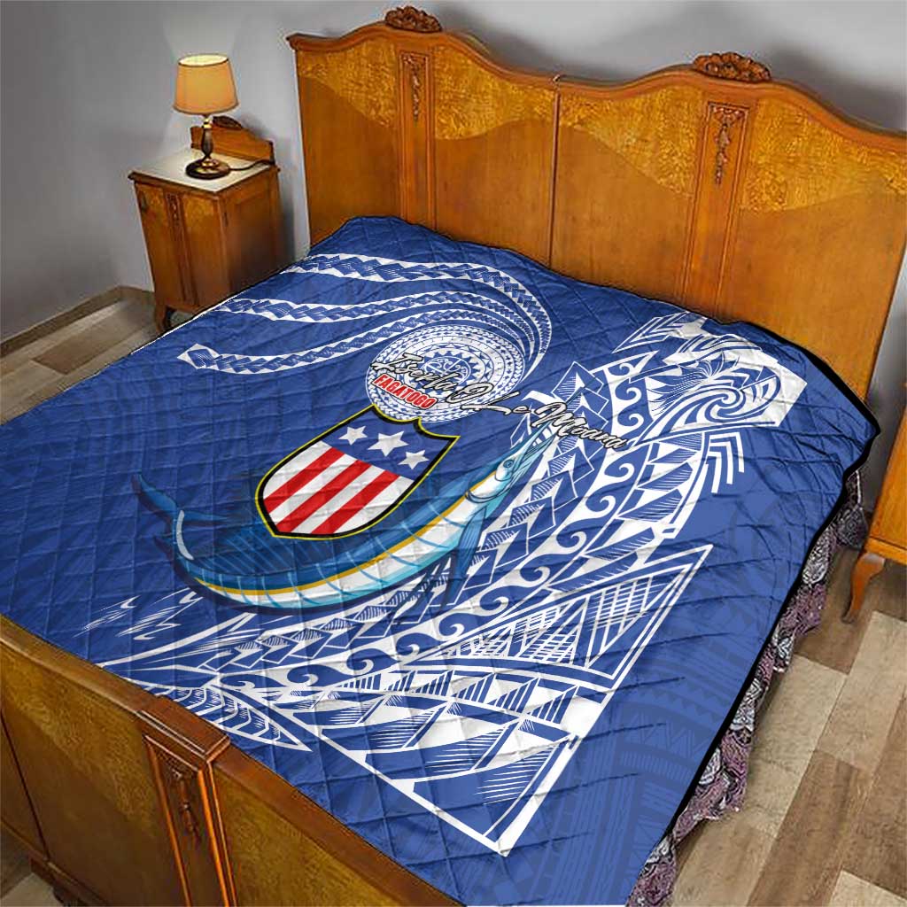 American Samoa Flag Day Quilt Fautasi Race Fagatogo-Iseula O Le Moana Sailfish Tribal Style LT03 - Polynesian Pride