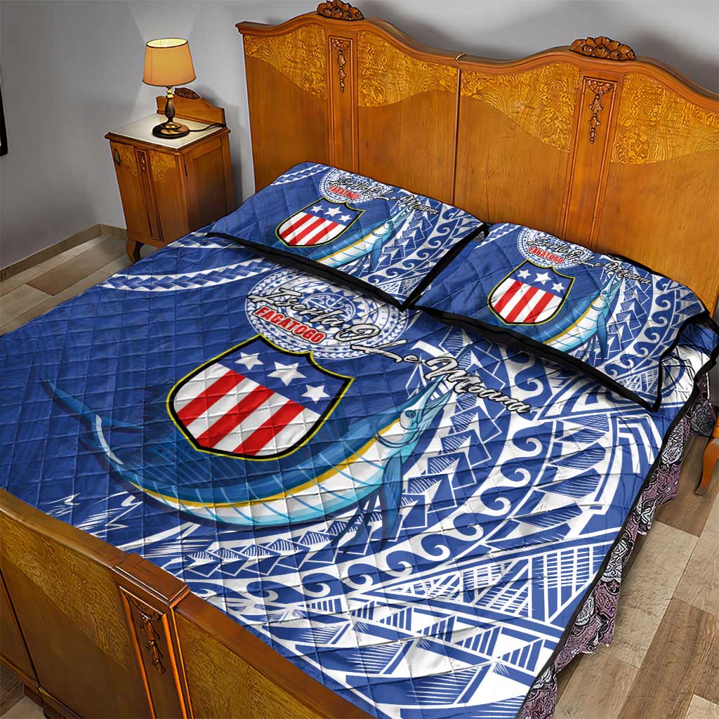 American Samoa Flag Day Quilt Bed Set Fautasi Race Fagatogo-Iseula O Le Moana Sailfish Tribal Style LT03 - Polynesian Pride
