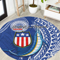 American Samoa Flag Day Round Carpet Fautasi Race Fagatogo-Iseula O Le Moana Sailfish Tribal Style LT03 Multicolor - Polynesian Pride