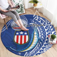 American Samoa Flag Day Round Carpet Fautasi Race Fagatogo-Iseula O Le Moana Sailfish Tribal Style LT03 - Polynesian Pride