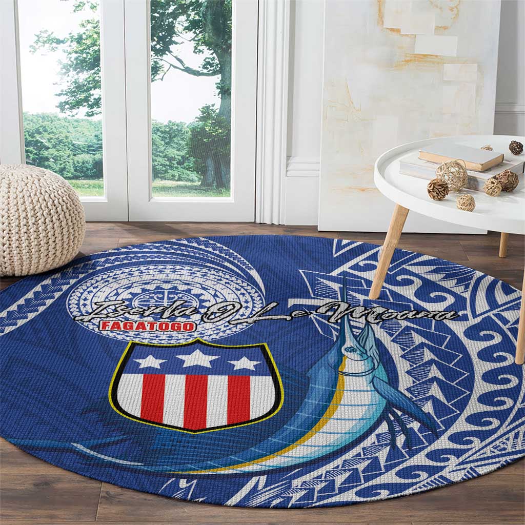 American Samoa Flag Day Round Carpet Fautasi Race Fagatogo-Iseula O Le Moana Sailfish Tribal Style LT03 - Polynesian Pride