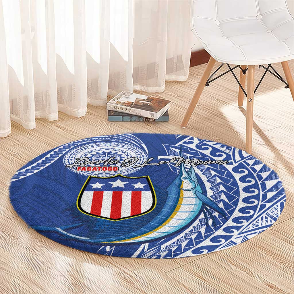 American Samoa Flag Day Round Carpet Fautasi Race Fagatogo-Iseula O Le Moana Sailfish Tribal Style LT03 - Polynesian Pride