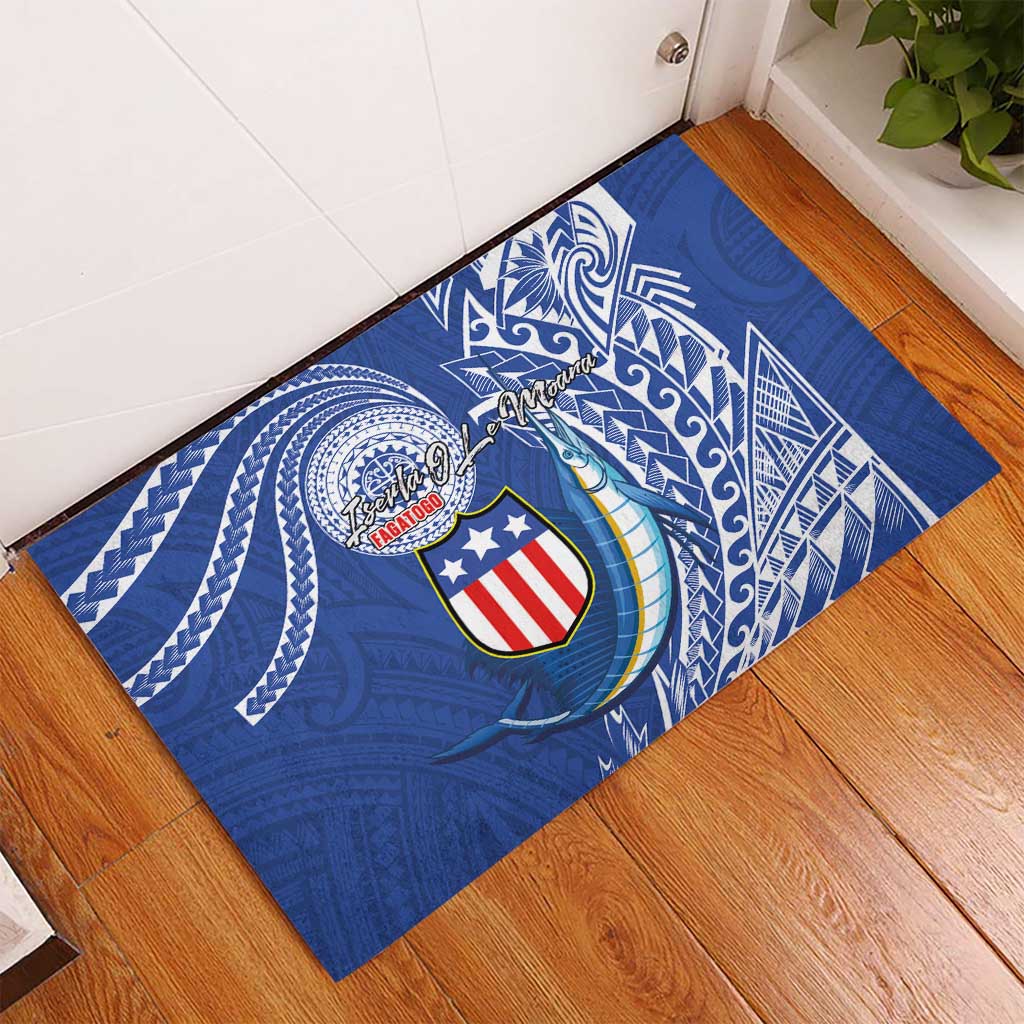 American Samoa Flag Day Rubber Doormat Fautasi Race Fagatogo-Iseula O Le Moana Sailfish Tribal Style LT03 - Polynesian Pride