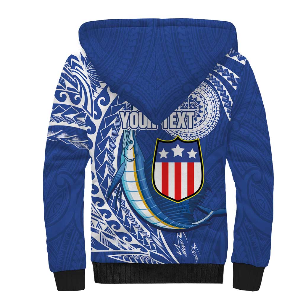 Personalised American Samoa Flag Day Sherpa Hoodie Fautasi Race Fagatogo-Iseula O Le Moana Sailfish Tribal Style LT03 - Polynesian Pride