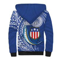 Personalised American Samoa Flag Day Sherpa Hoodie Fautasi Race Fagatogo-Iseula O Le Moana Sailfish Tribal Style LT03 - Polynesian Pride