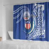 American Samoa Flag Day Shower Curtain Fautasi Race Fagatogo-Iseula O Le Moana Sailfish Tribal Style LT03 - Polynesian Pride