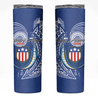 American Samoa Flag Day Skinny Tumbler Fautasi Race Fagatogo-Iseula O Le Moana Sailfish Tribal Style LT03 Multicolor - Polynesian Pride