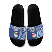 American Samoa Flag Day Slide Sandals Fautasi Race Fagatogo-Iseula O Le Moana Sailfish Tribal Style LT03 Multicolor - Polynesian Pride