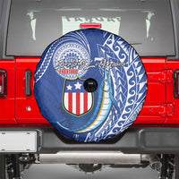 American Samoa Flag Day Spare Tire Cover Fautasi Race Fagatogo-Iseula O Le Moana Sailfish Tribal Style LT03 - Polynesian Pride