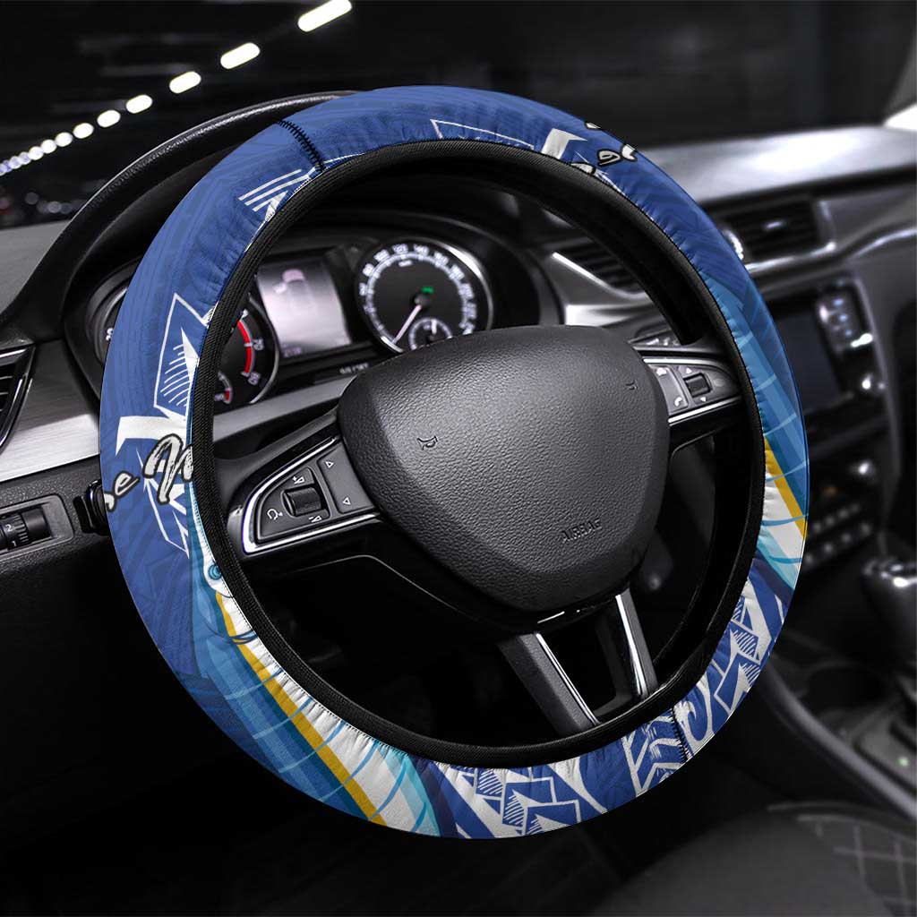 American Samoa Flag Day Steering Wheel Cover Fautasi Race Fagatogo-Iseula O Le Moana Sailfish Tribal Style