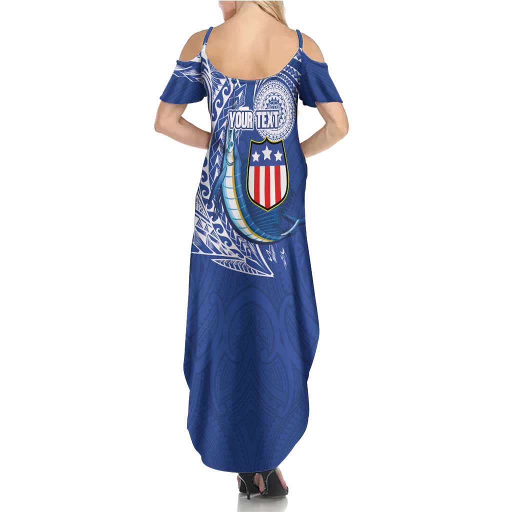 Personalised American Samoa Flag Day Summer Maxi Dress Fautasi Race Fagatogo-Iseula O Le Moana Sailfish Tribal Style LT03 - Polynesian Pride