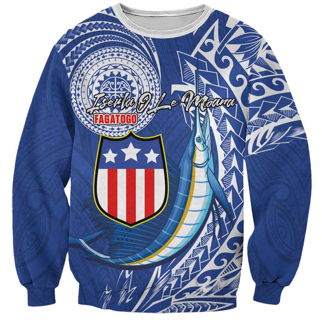 Personalised American Samoa Flag Day Sweatshirt Fautasi Race Fagatogo-Iseula O Le Moana Sailfish Tribal Style LT03 Unisex Multicolor - Polynesian Pride