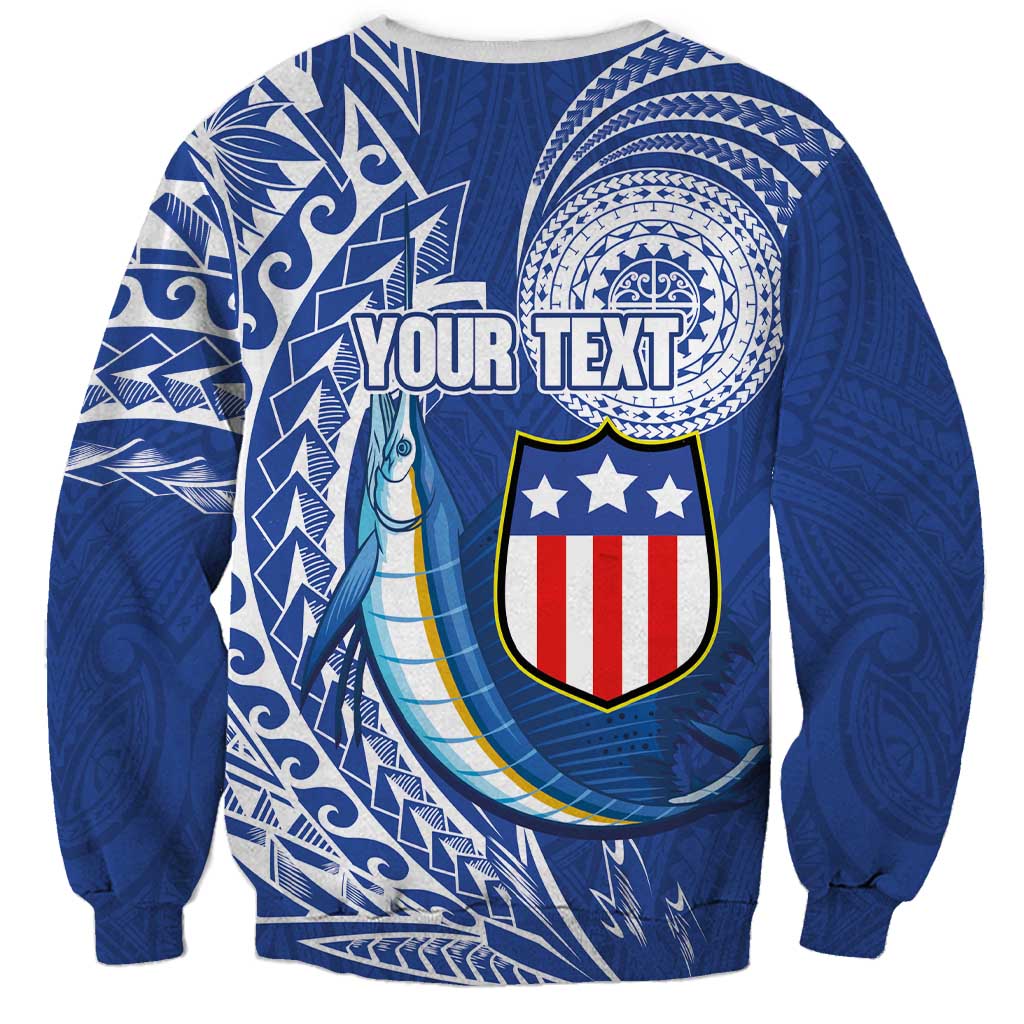 Personalised American Samoa Flag Day Sweatshirt Fautasi Race Fagatogo-Iseula O Le Moana Sailfish Tribal Style LT03 - Polynesian Pride