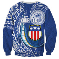 Personalised American Samoa Flag Day Sweatshirt Fautasi Race Fagatogo-Iseula O Le Moana Sailfish Tribal Style LT03 - Polynesian Pride