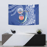 American Samoa Flag Day Tapestry Fautasi Race Fagatogo-Iseula O Le Moana Sailfish Tribal Style LT03 - Polynesian Pride