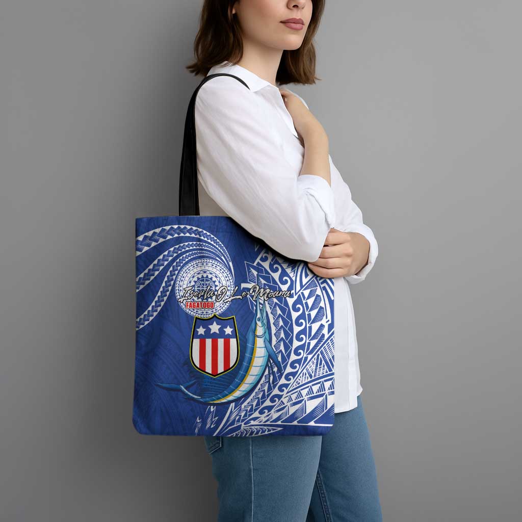 American Samoa Flag Day Tote Bag Fautasi Race Fagatogo-Iseula O Le Moana Sailfish Tribal Style LT03 - Polynesian Pride