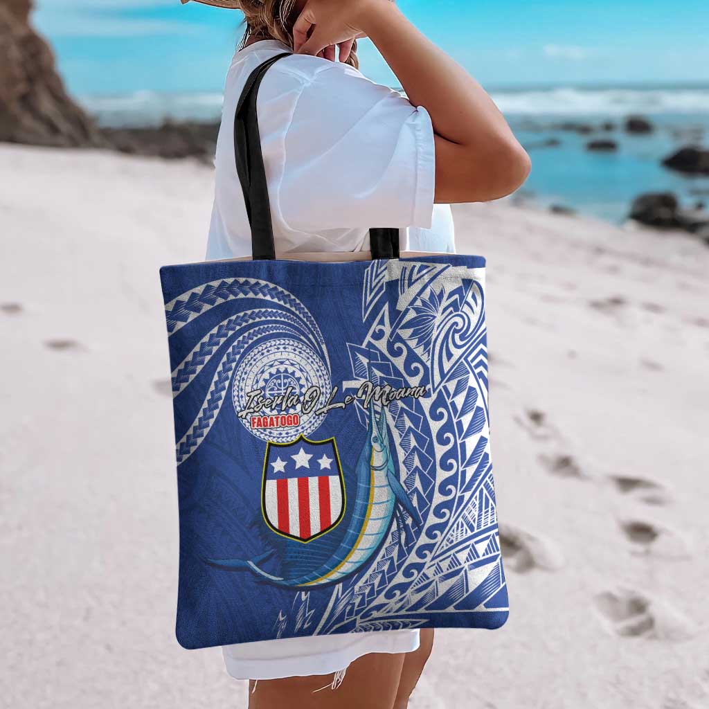 American Samoa Flag Day Tote Bag Fautasi Race Fagatogo-Iseula O Le Moana Sailfish Tribal Style LT03 - Polynesian Pride