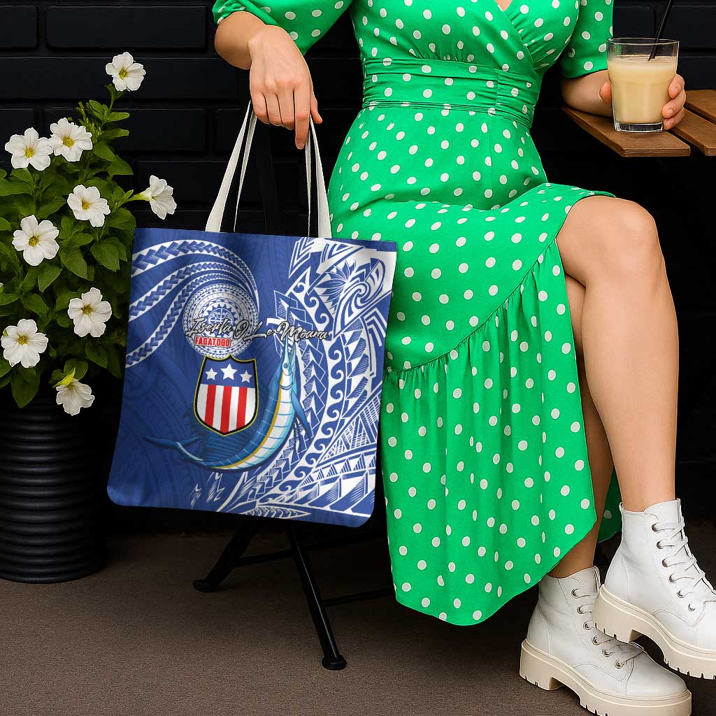 American Samoa Flag Day Tote Bag Fautasi Race Fagatogo-Iseula O Le Moana Sailfish Tribal Style LT03 - Polynesian Pride