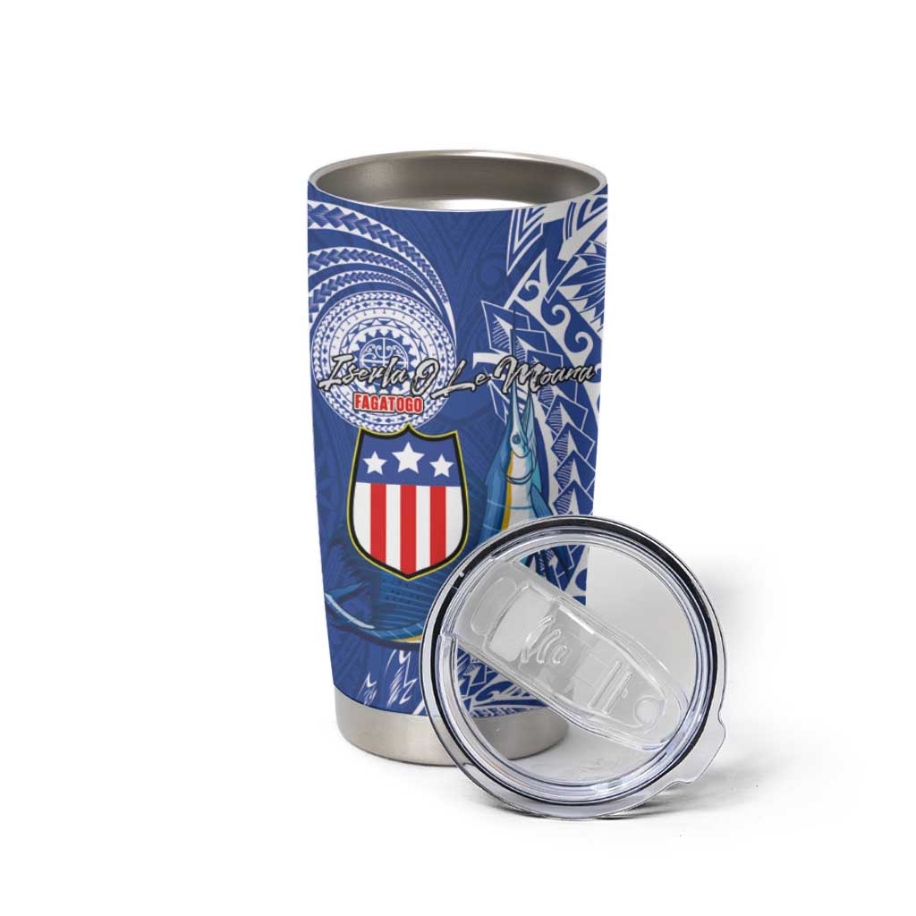 American Samoa Flag Day Tumbler Cup Fautasi Race Fagatogo-Iseula O Le Moana Sailfish Tribal Style LT03 - Polynesian Pride