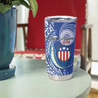 American Samoa Flag Day Tumbler Cup Fautasi Race Fagatogo-Iseula O Le Moana Sailfish Tribal Style LT03 - Polynesian Pride