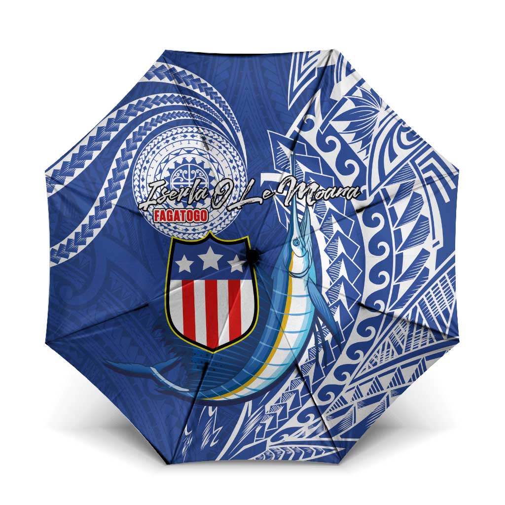 American Samoa Flag Day Umbrella Fautasi Race Fagatogo-Iseula O Le Moana Sailfish Tribal Style LT03 One Size Folded 11.42 inch Opened Diameter 37.4 inch Multicolor - Polynesian Pride