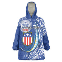 Personalised American Samoa Flag Day Wearable Blanket Hoodie Fautasi Race Fagatogo-Iseula O Le Moana Sailfish Tribal Style LT03 One Size Multicolor - Polynesian Pride