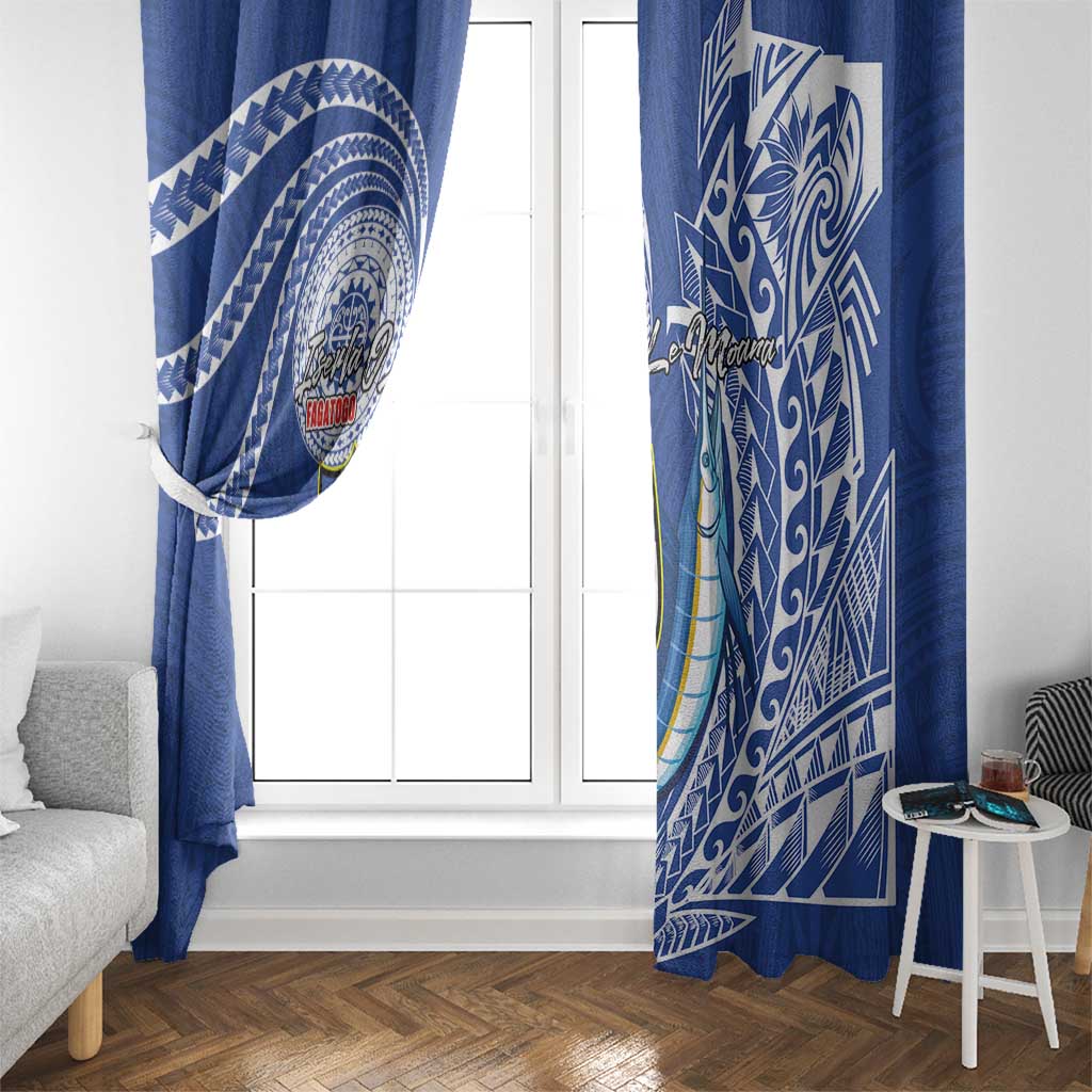 American Samoa Flag Day Window Curtain Fautasi Race Fagatogo-Iseula O Le Moana Sailfish Tribal Style LT03 - Polynesian Pride