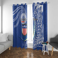 American Samoa Flag Day Window Curtain Fautasi Race Fagatogo-Iseula O Le Moana Sailfish Tribal Style LT03 With Grommets Multicolor - Polynesian Pride